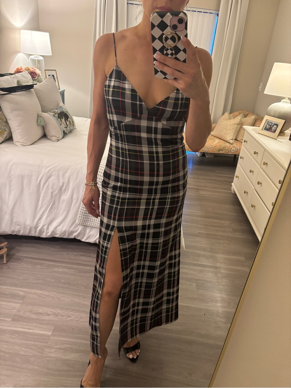 Alice + Olivia Julietta Plaid Maxi Slip Dress | Size 4 - Picture 3 of 8